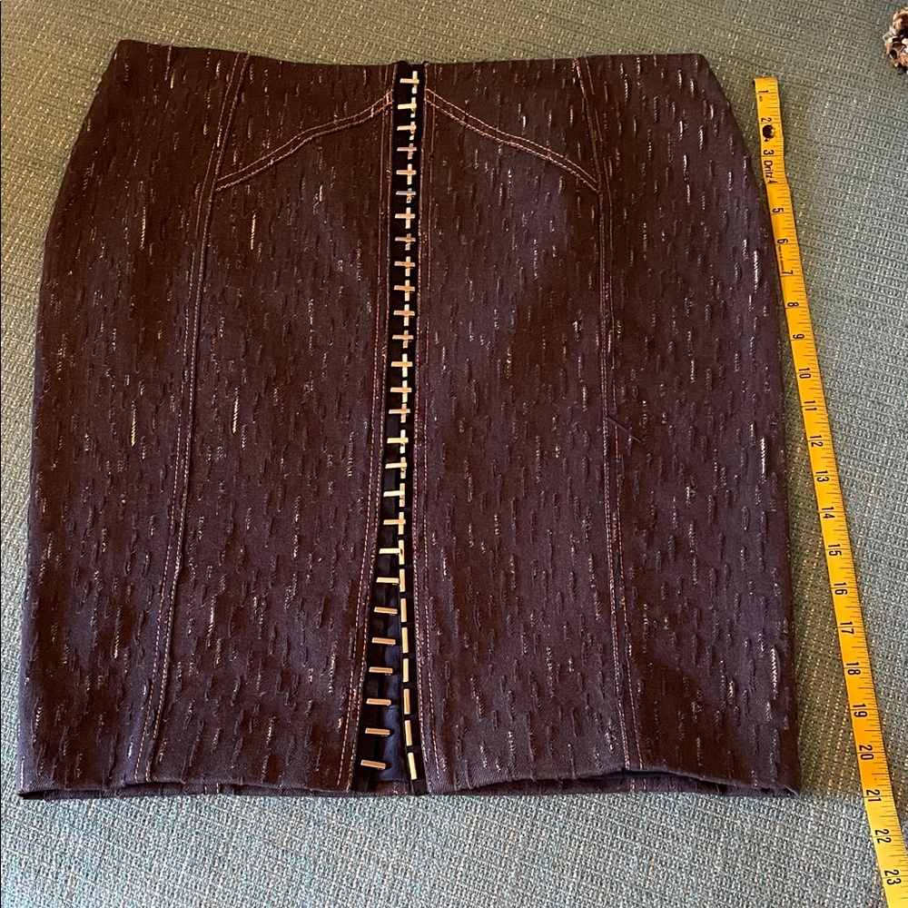 Versace Black Textured Pencil Skirt